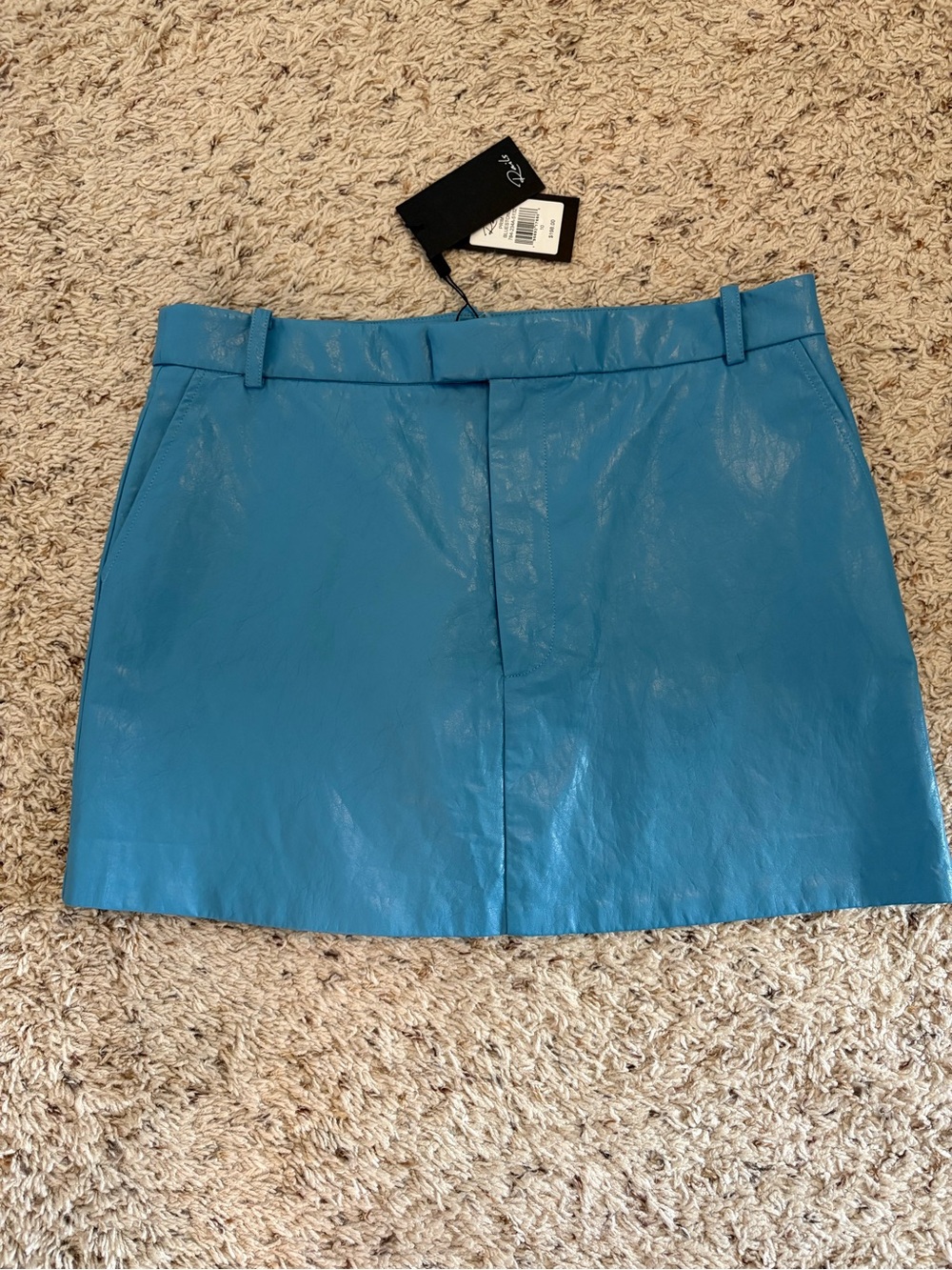 NWT Rails Prim Bluestone Blue Faux Leather Mini Skirt Size 10